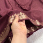 Premium viscous crushed chinon silk with lurex zari lines - 2