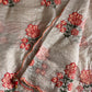 Premium kora organza saree with cross stitched embroidery and stripes