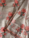Premium kora organza saree with cross stitched embroidery and stripes