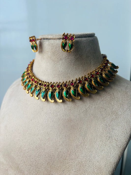 Beautiful mango palakka necklace- green