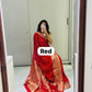 Semi dola silk with bandhini prints
