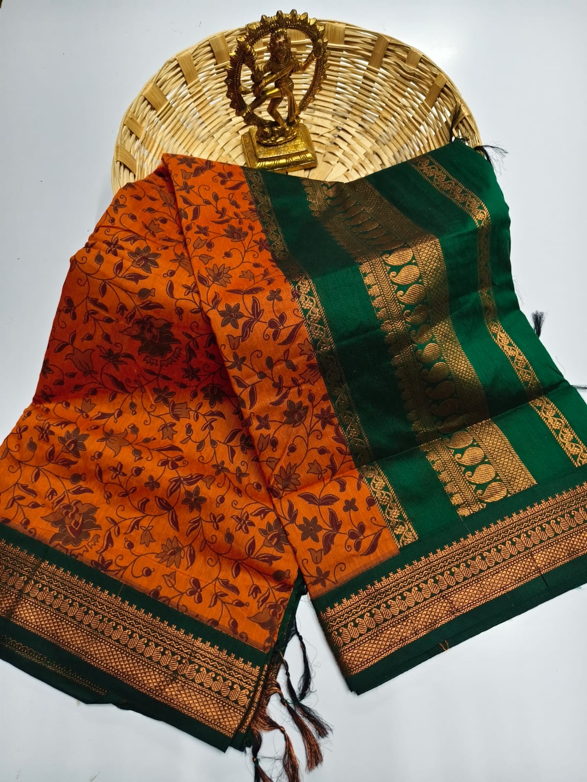 Premium silk cotton saree with kalamkari prints