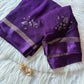 Viscous georgette saree with floral embroidery and satin border