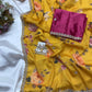 Floral chinon saree with beautiful pearl work border