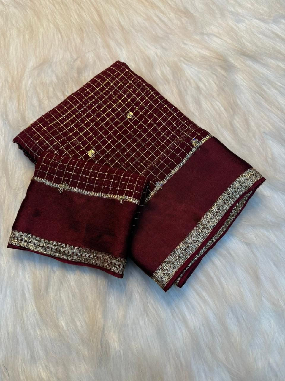 Beautiful viscose georgette saree with sequins butti