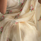 Premium kota doriya saree with multicolor thread embroidery and lace border