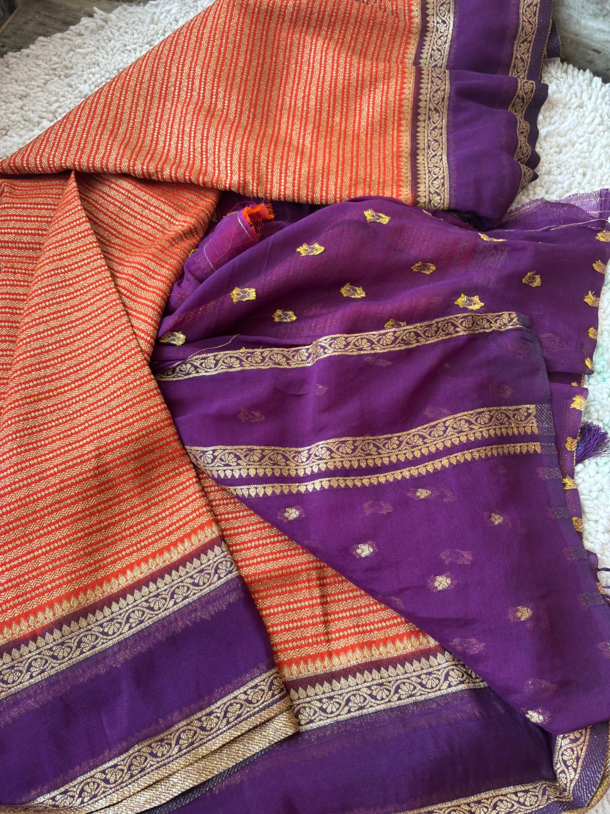 Beautiful khaddi georgette saree with intricate weavings!