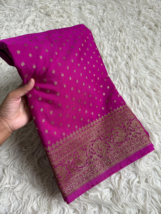 Beautiful semi banarasi saree with antique weaves and small buttas