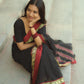 Narayanpet elephant border saree - Black