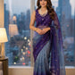 Ombré shaded fendi satin shimmer saree with sequins embroidery