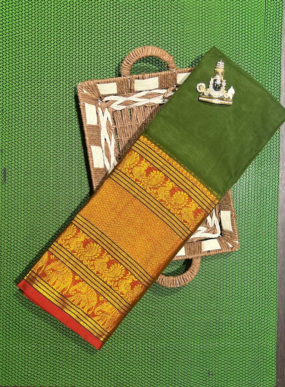 Aranya handwoven big border Narayanpet cotton sarees