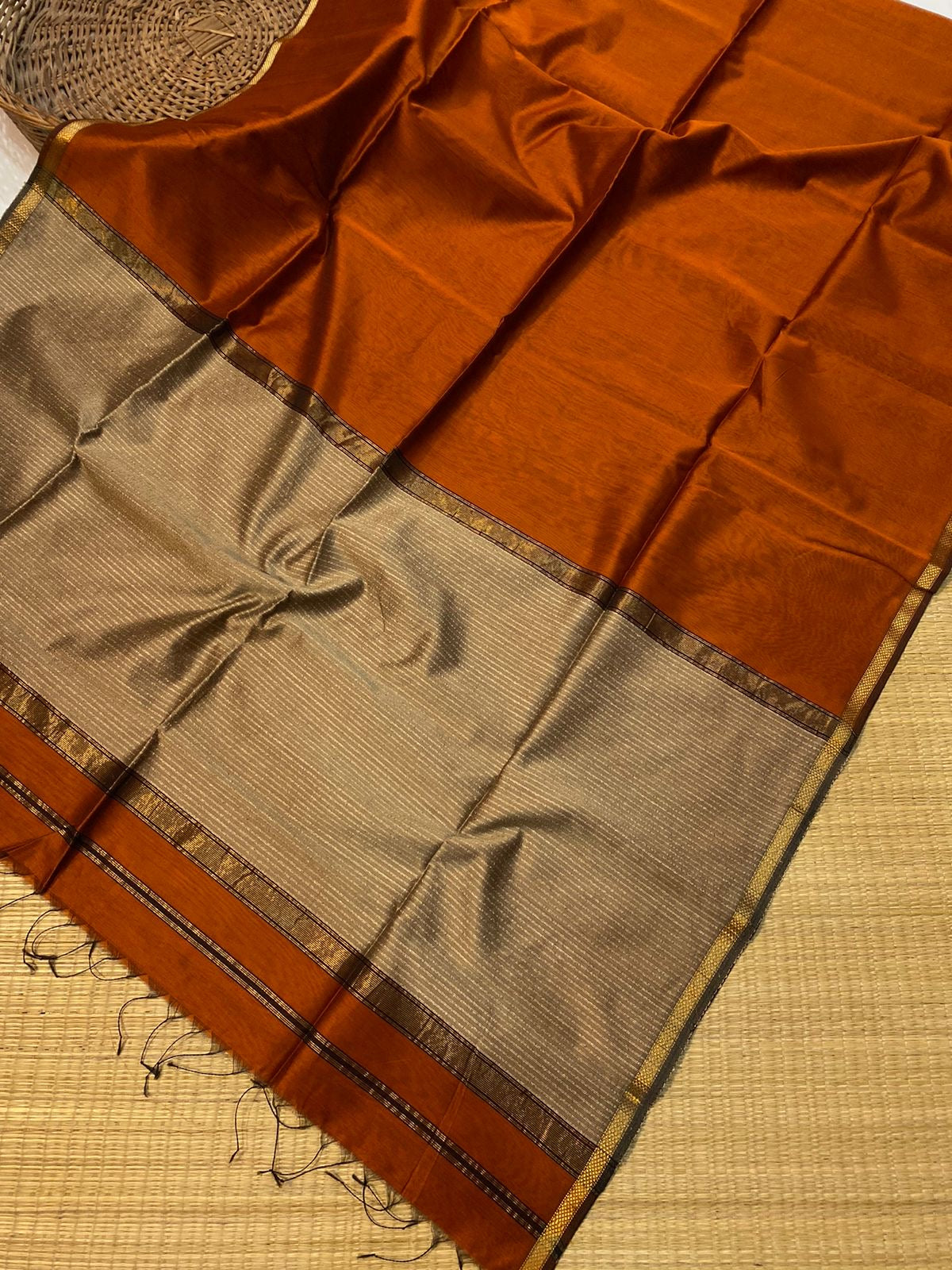 Pure Maheshwari Silk cotton with small border