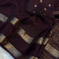 Beautiful soft viscous crape silk saree with double zari jacquard border and dola silk blouse piece
