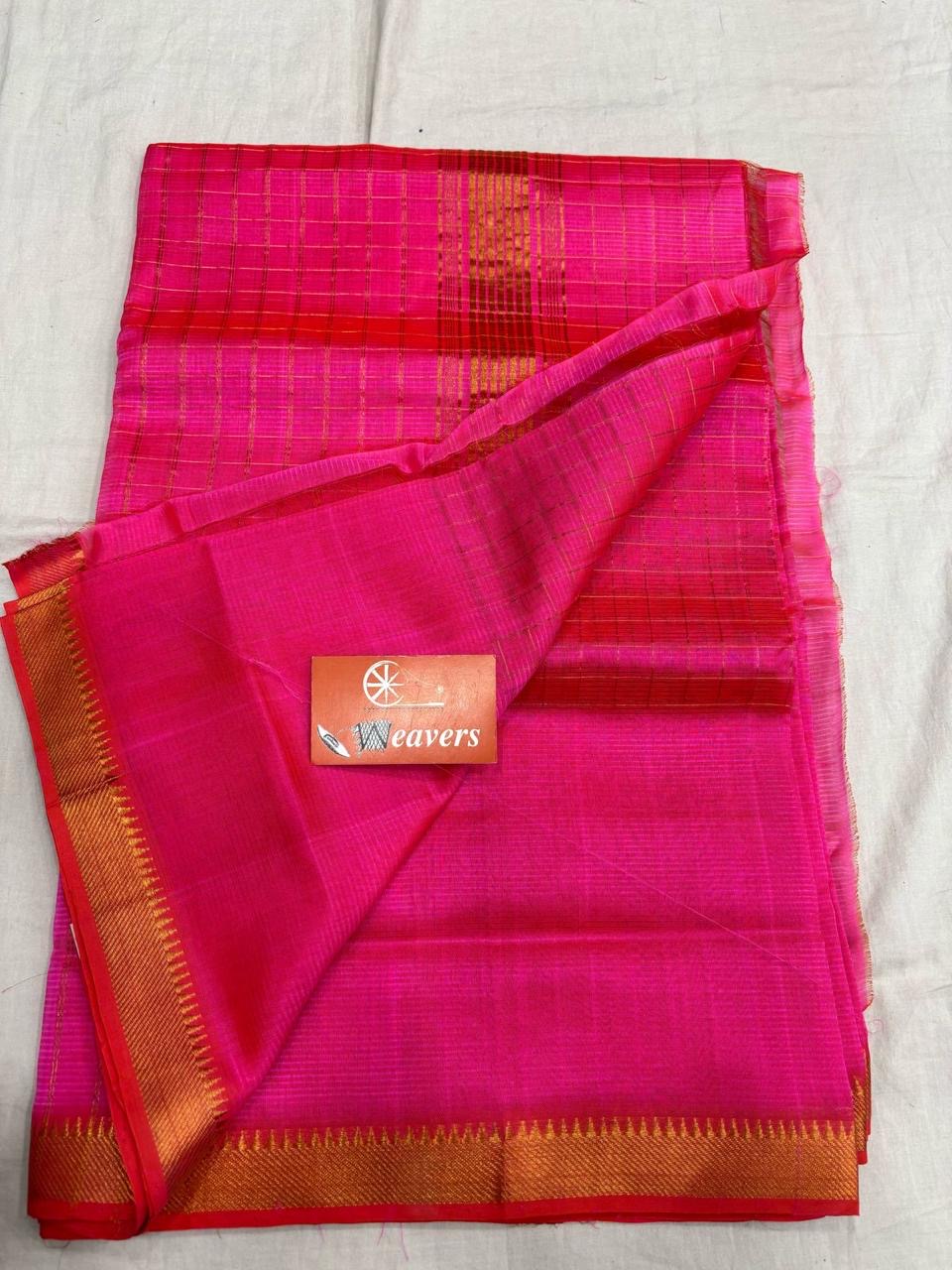 Beautiful Mangalagiri Silk cotton saree with zari checks