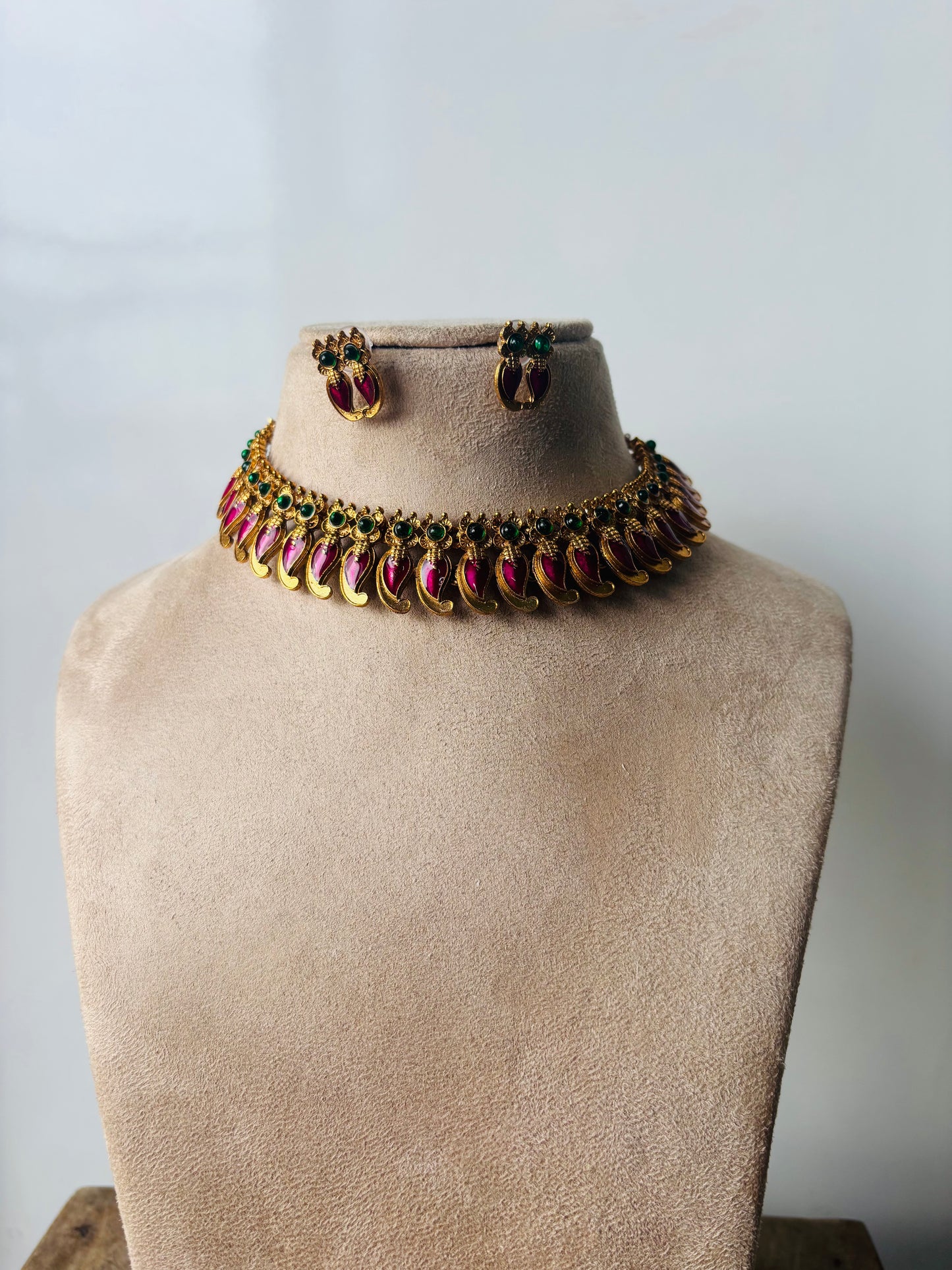 Beautiful mango palakka necklace- purple