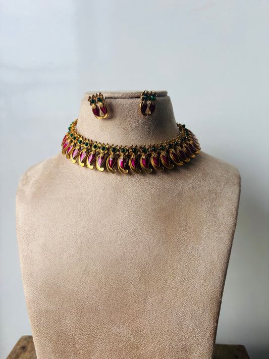 Beautiful mango palakka necklace- purple