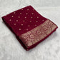 Beautiful zari buttas viscous chinon saree