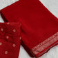 Beautiful viscous chinon saree with zari weaving border and viscous butta blouse