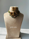 Antique gold choker with goddess motif & emerald accents
