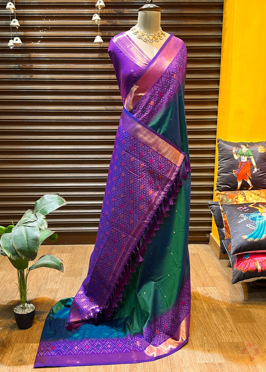 Beautiful semi silk saree with pochampally border
