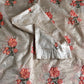 Premium kora organza saree with cross stitched embroidery and stripes