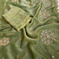 Beautiful soft two tone tissue silk saree with gotta, pearl and sequins work