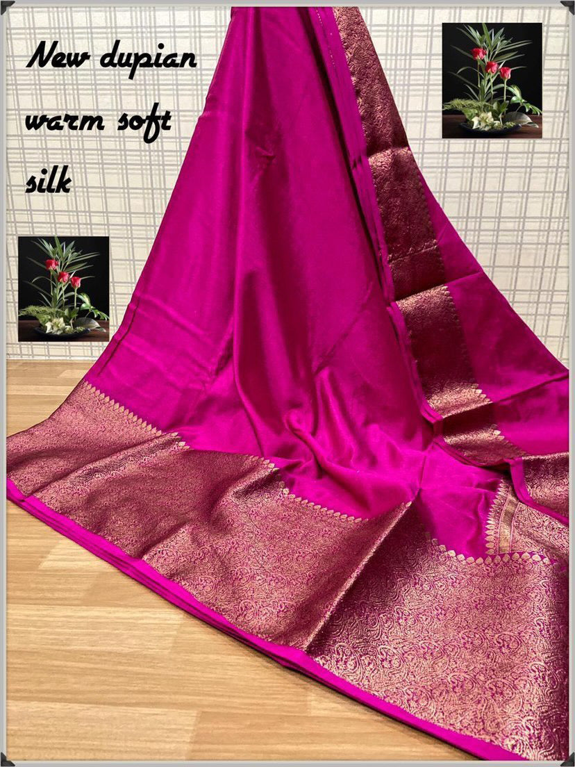 Gorgeous warm silk saree with broad border
