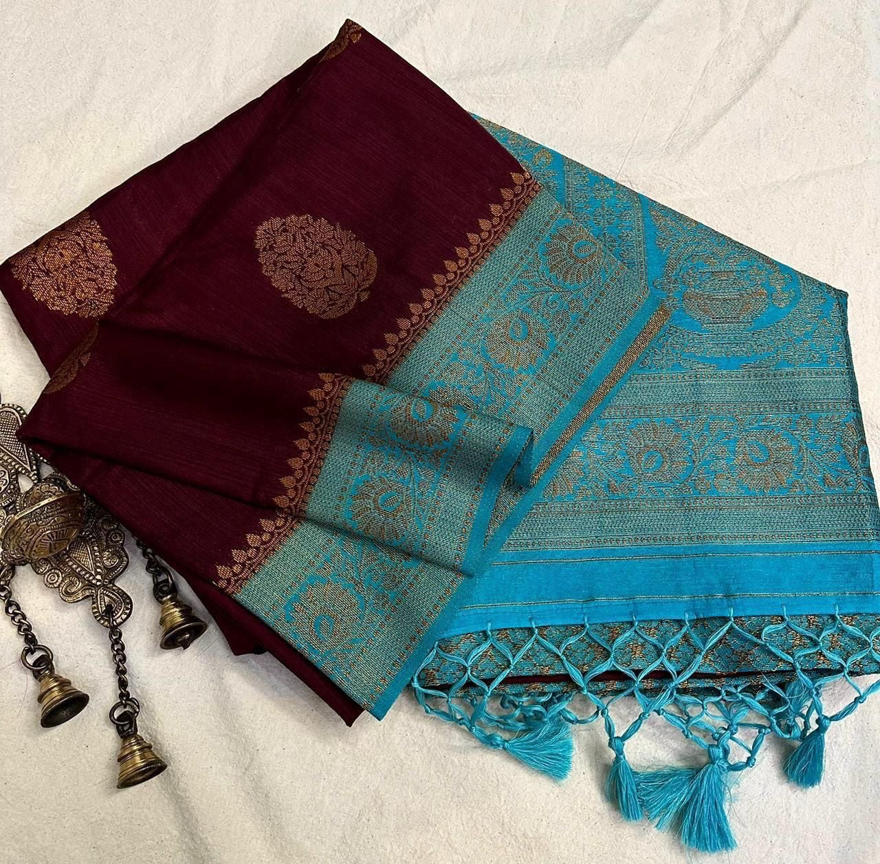 Soft Banarasi mulberry cotton silk saree
