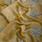 Beautiful soft two tone tissue silk saree with gotta, pearl and sequins work