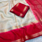 Premium Chinon Checks Saree with Contrast Bentex Zari Border & Matching Blouse