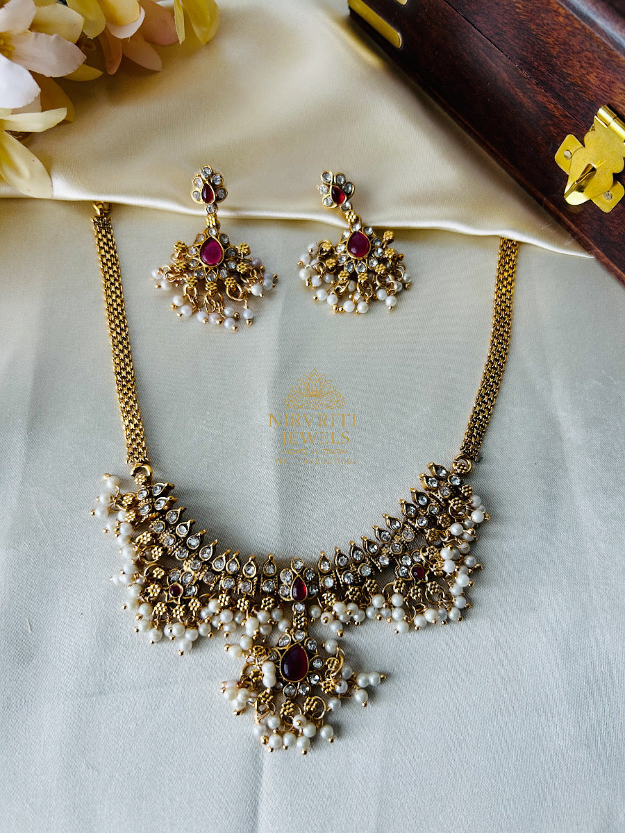 Mini Guttapusalu choker set - Red