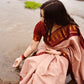Pure sungudi cotton saree with mini checks and gopuram border