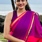 Pure mul cotton saree half pink purple