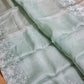 Pure organza silk saree with embroidery scallop border