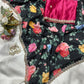 Floral chinon saree with beautiful pearl work border