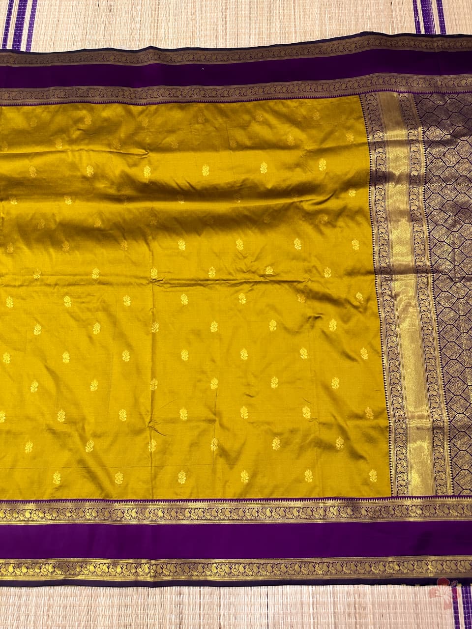 Beautiful semi kanjivaram soft silk saree - mustard purple (Copy)