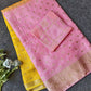 Soft ombre shaded chinon crepe silk saree with bandhini blouse piece