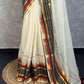 Pure and authentic mul cotton saree with black and red zari border