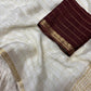 Soft viscous chinon silk saree with checks with contrast blouse