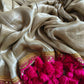 Mul tissue saree with lace border - 2