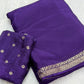 Beautiful viscous chinon saree with zari weaving border and viscous butta blouse
