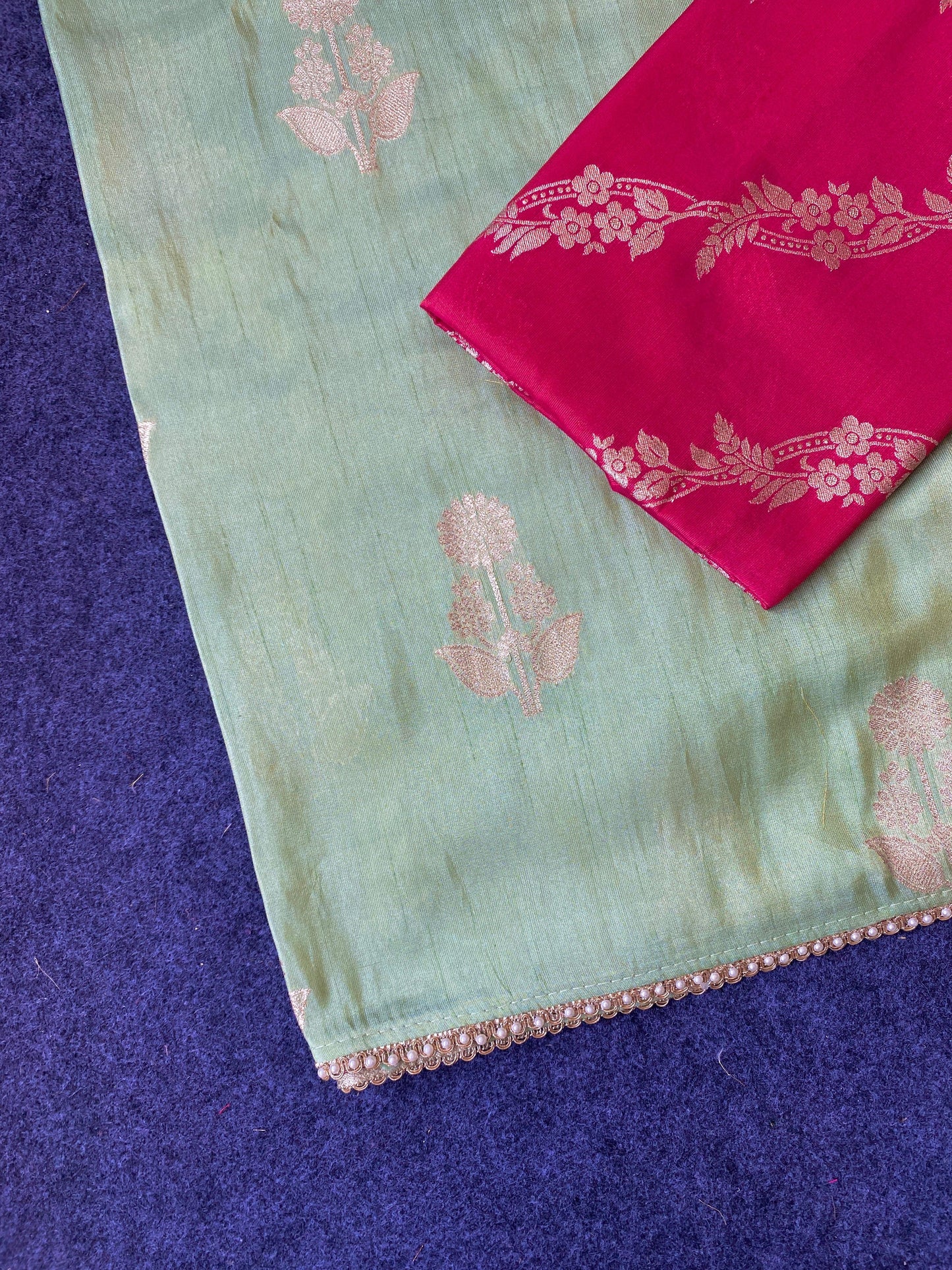 Premium Pure viscous dola silk saree with contrast blouse