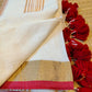 Premium kerala cotton saree with Red Zari border