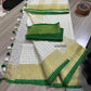 Pure linen checks saree with contrast blouse