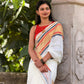 Soft mul cotton saree with beautiful red and black zari stripes border