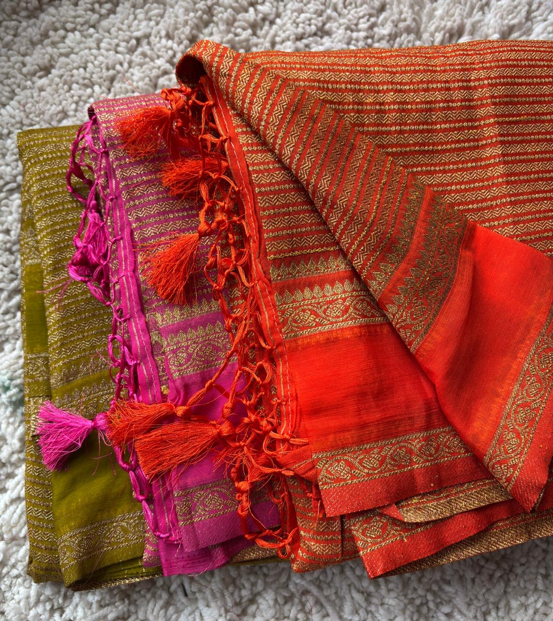 Beautiful khaddi georgette saree with intricate weavings!