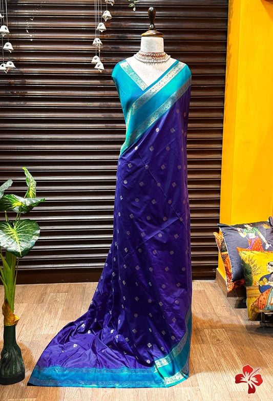 Semi kanchi silk saree with contrast border