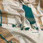 Pure linen checks saree with contrast blouse