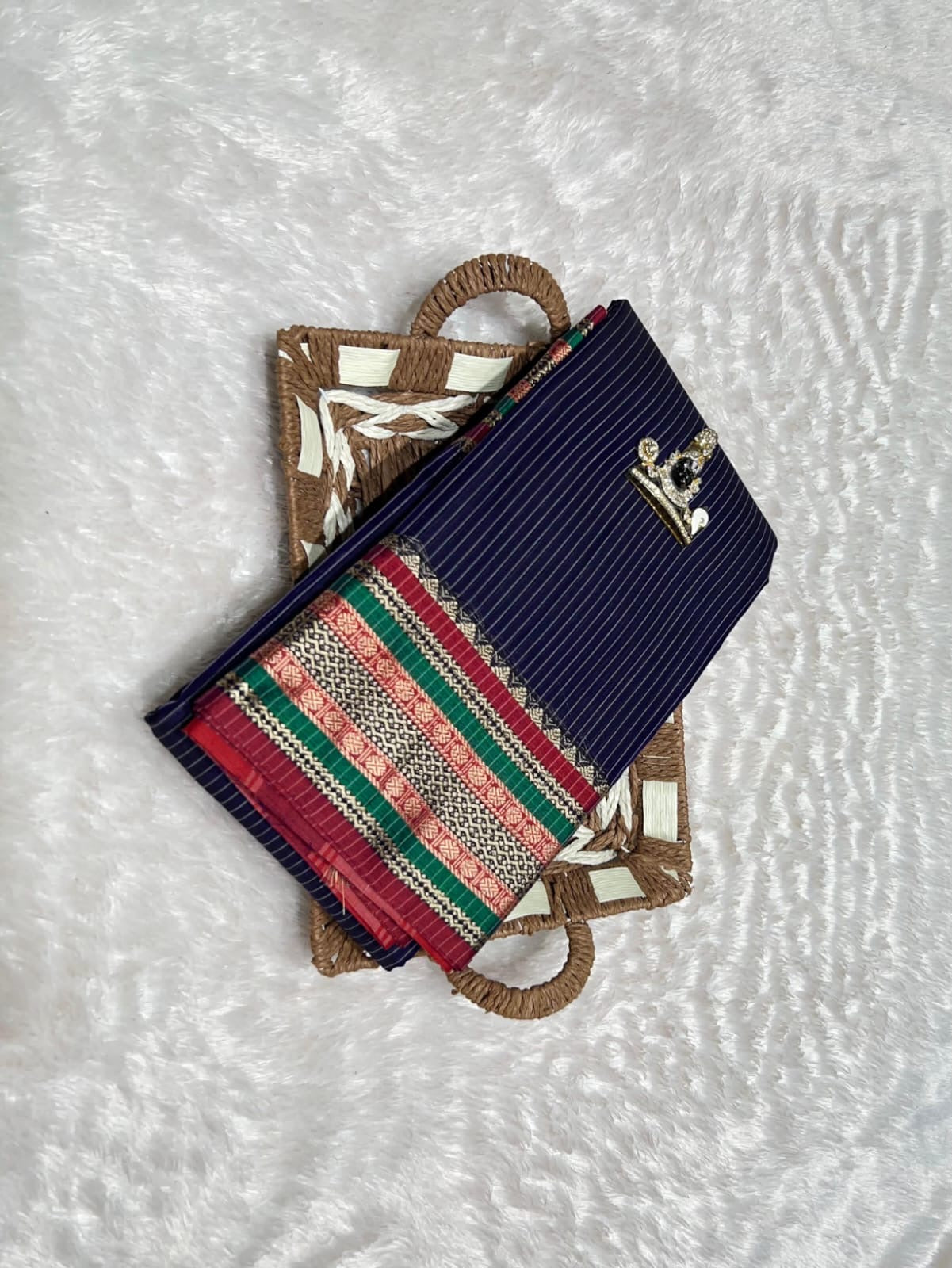 Soft Narayanpet saree with stripes and beautiful weaving border
