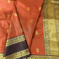 Beautiful rust orange semi silk saree